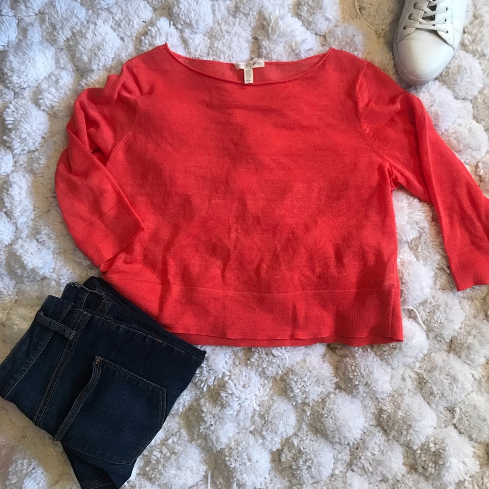 Eileen Fisher light cropped coral top